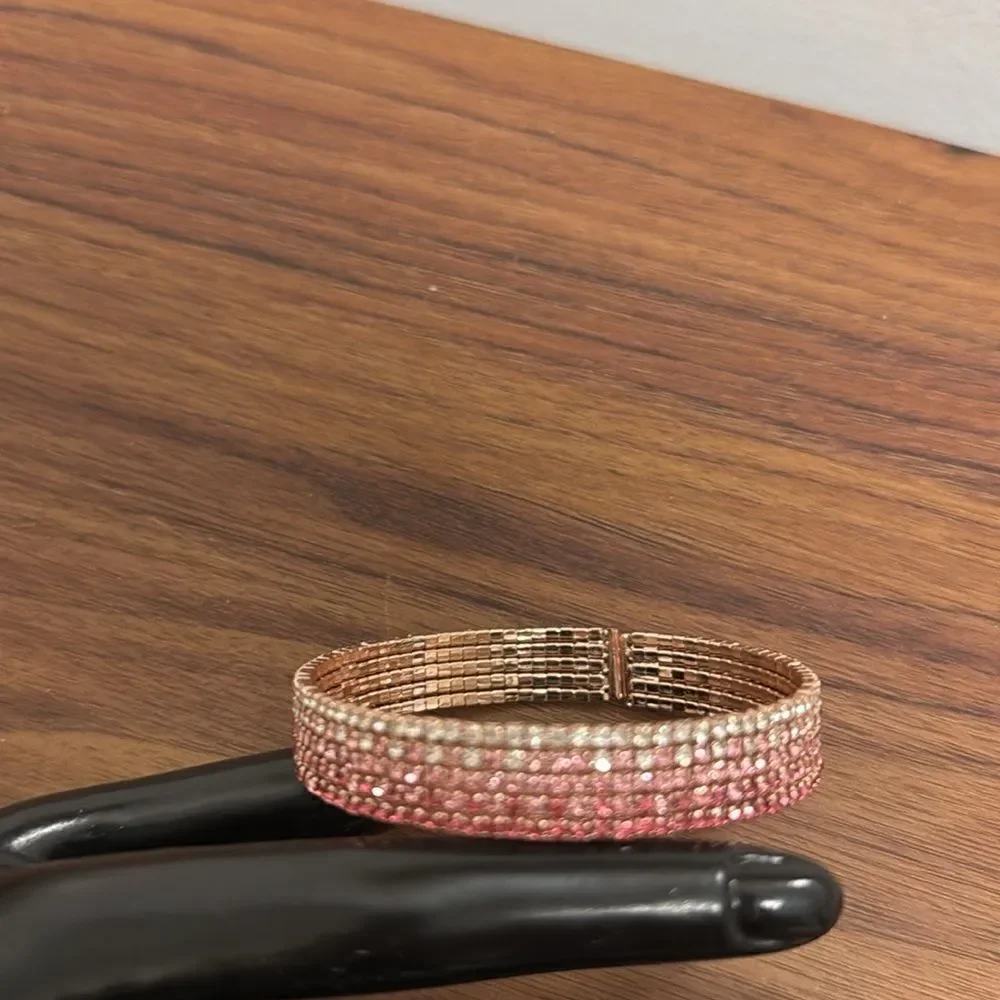 Set of 2 Bracelets. Freshwater Pearls & Pink Rhinestones.